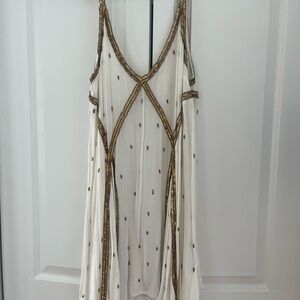 Elegant White and Gold Women's Dress